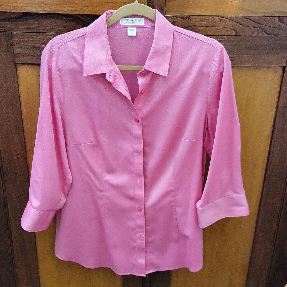 Coldwater Creek Pink Button Down, with Notched Collar. Like New. L,14